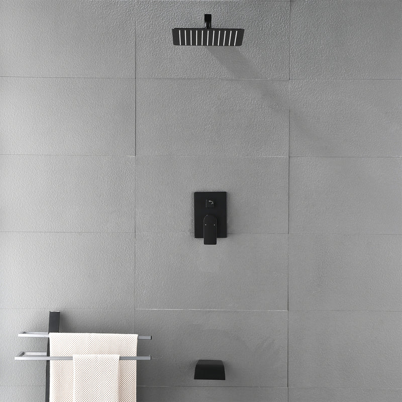 Shower Faucet Set with Tub Spout, Tub and Shower Trim Kit with Rough in Valve, Waterfall Shower Tub Faucet Set Wall Mounted Shower System
