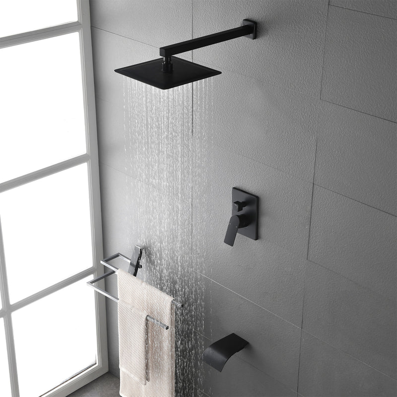 Shower Faucet Set with Tub Spout, Tub and Shower Trim Kit with Rough in Valve, Waterfall Shower Tub Faucet Set Wall Mounted Shower System