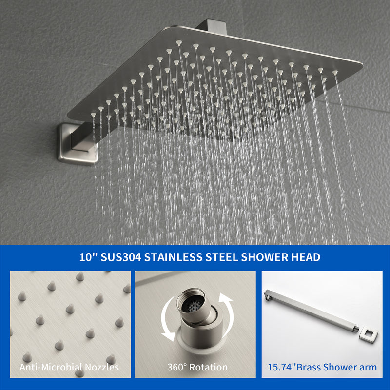 Shower Faucet Set with Tub Spout, Tub and Shower Trim Kit with Rough in Valve, Waterfall Shower Tub Faucet Set Wall Mounted Shower System