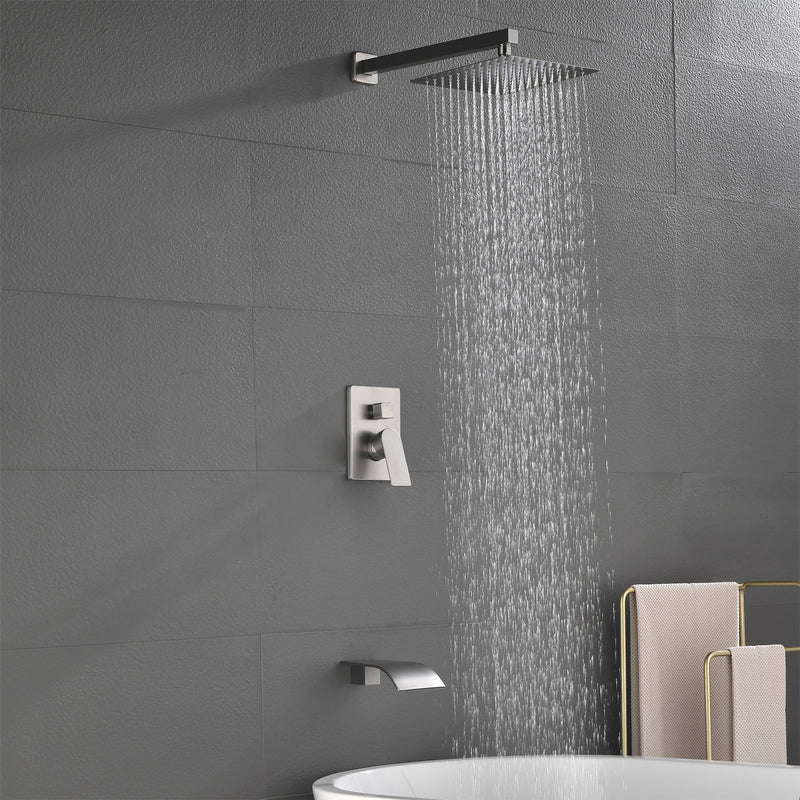 Shower Faucet Set with Tub Spout, Tub and Shower Trim Kit with Rough in Valve, Waterfall Shower Tub Faucet Set Wall Mounted Shower System