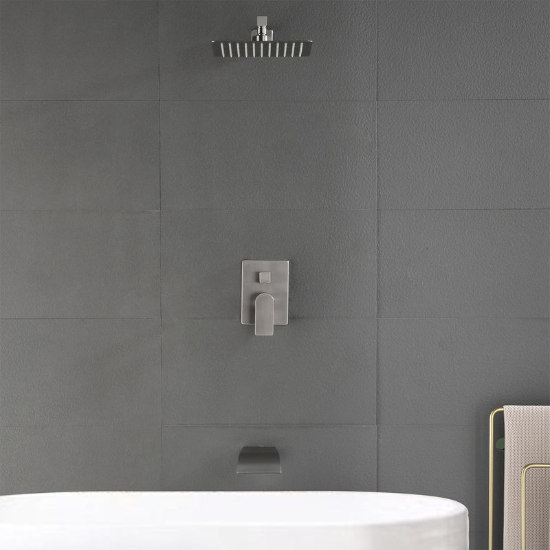 Shower Faucet Set with Tub Spout, Tub and Shower Trim Kit with Rough in Valve, Waterfall Shower Tub Faucet Set Wall Mounted Shower System