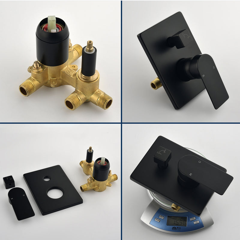 Waterfall Bathtub Faucet with Sprayer Wall Mounted Single Handle Brass Tub Filler - Matte Black, Bruhsed Nickel, Brushed Gold