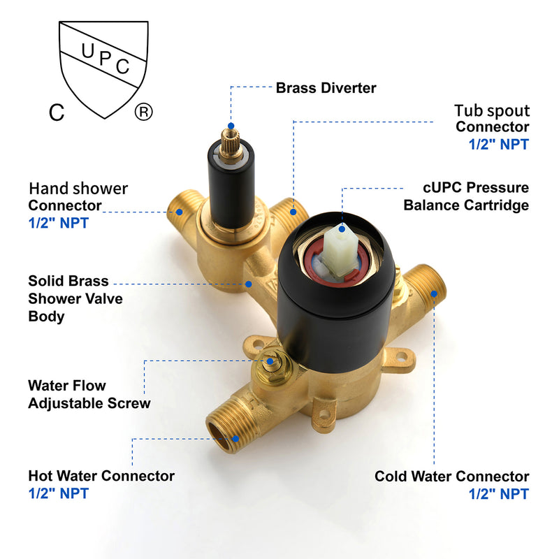 Waterfall Bathtub Faucet with Sprayer Wall Mounted Single Handle Brass Tub Filler - Matte Black, Bruhsed Nickel, Brushed Gold