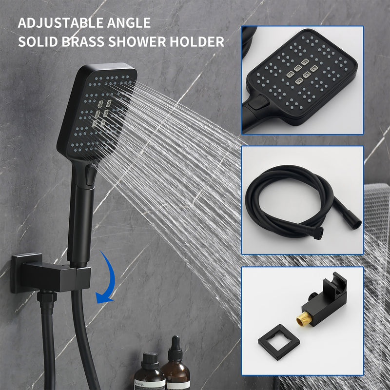 Waterfall Bathtub Faucet with Sprayer Wall Mounted Single Handle Brass Tub Filler - Matte Black, Bruhsed Nickel, Brushed Gold