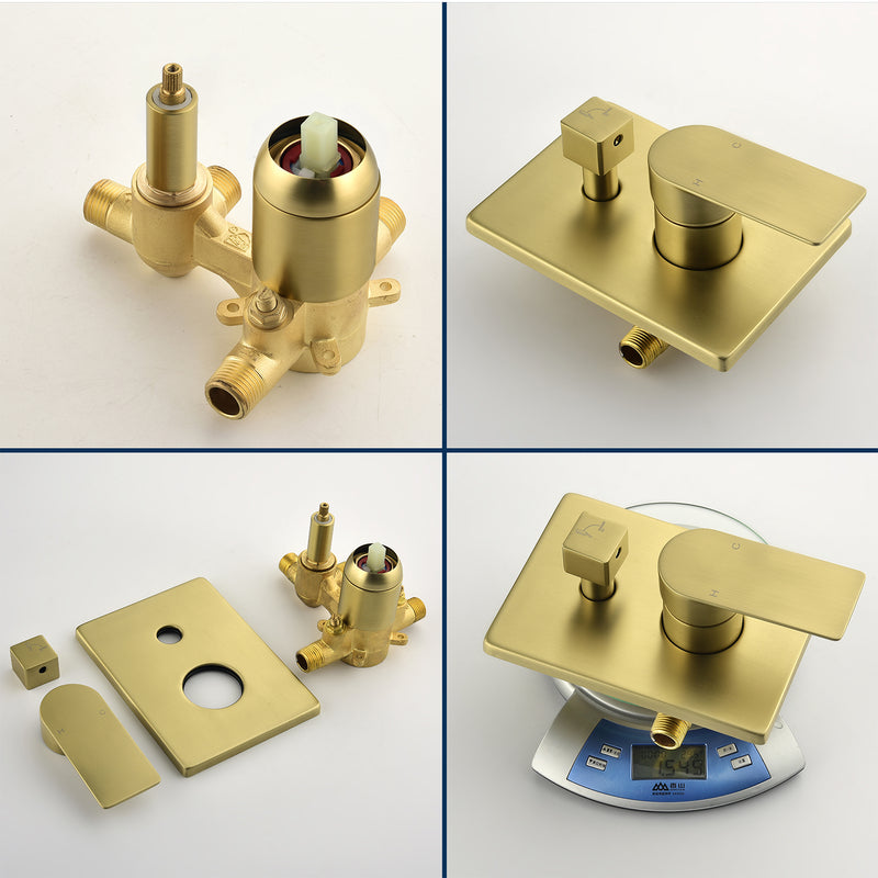 Waterfall Bathtub Faucet with Sprayer Wall Mounted Single Handle Brass Tub Filler - Matte Black, Bruhsed Nickel, Brushed Gold