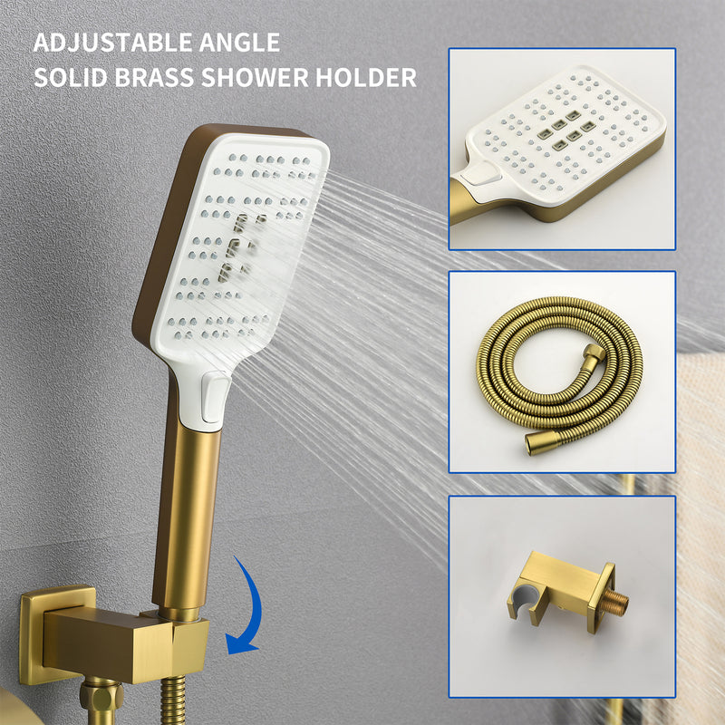 Waterfall Bathtub Faucet with Sprayer Wall Mounted Single Handle Brass Tub Filler - Matte Black, Bruhsed Nickel, Brushed Gold