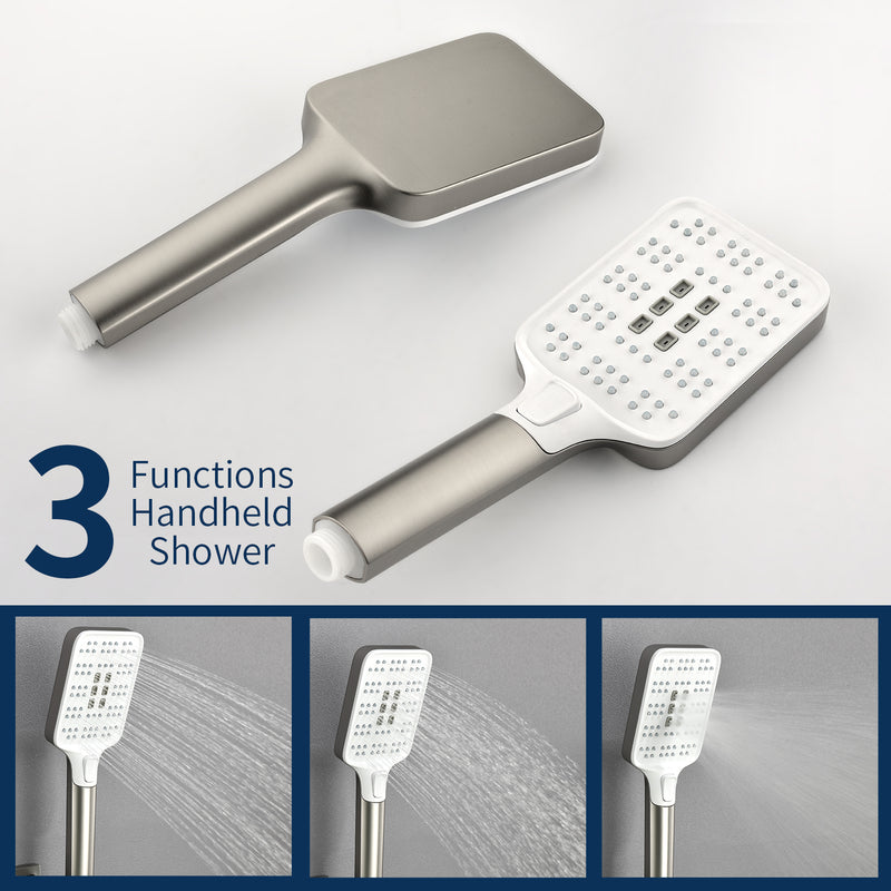 Waterfall Bathtub Faucet with Sprayer Wall Mounted Single Handle Brass Tub Filler - Matte Black, Bruhsed Nickel, Brushed Gold