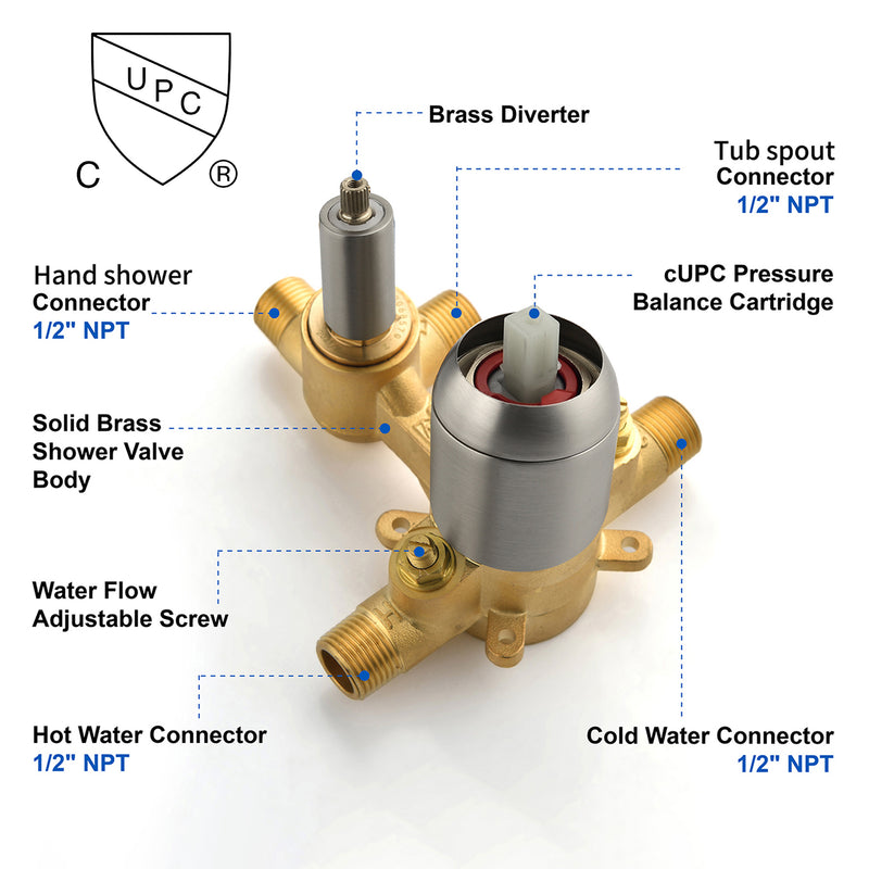 Waterfall Bathtub Faucet with Sprayer Wall Mounted Single Handle Brass Tub Filler - Matte Black, Bruhsed Nickel, Brushed Gold