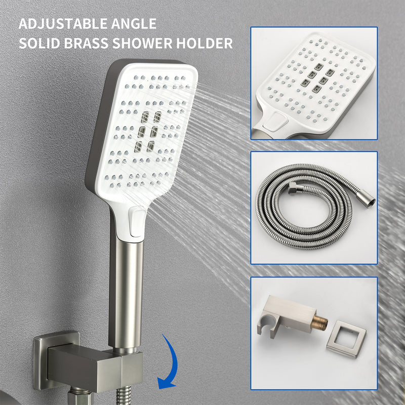 Waterfall Bathtub Faucet with Sprayer Wall Mounted Single Handle Brass Tub Filler - Matte Black, Bruhsed Nickel, Brushed Gold