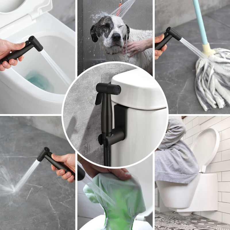 Handheld Bidet Sprayer for Toilet, Stainless Steel Baby Cloth Diaper Sprayer Kit with Cold Water-Matte Black,Brushed Gold