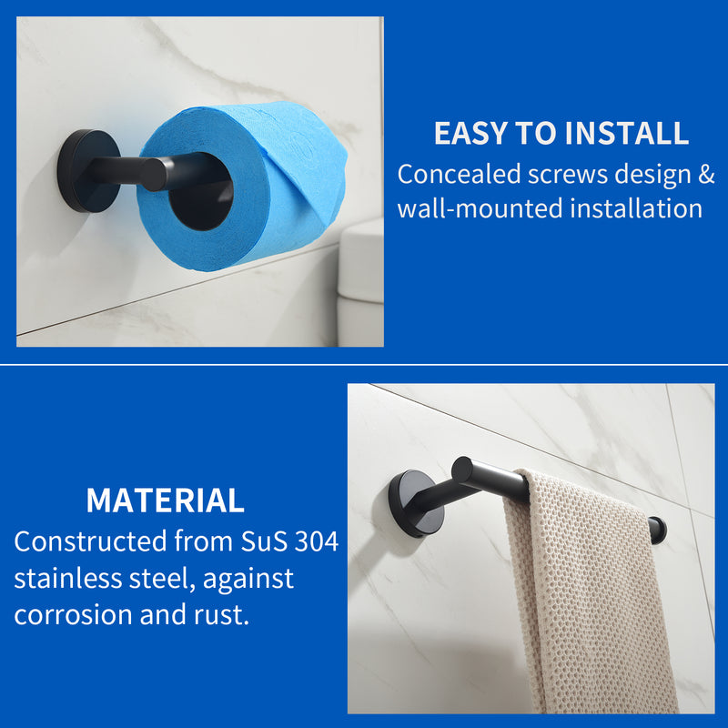 Bathroom Accessories Set, Includes 18-Inch Bath Towel Bar, 5-Piece, Durable SUS304 Stainless Steel