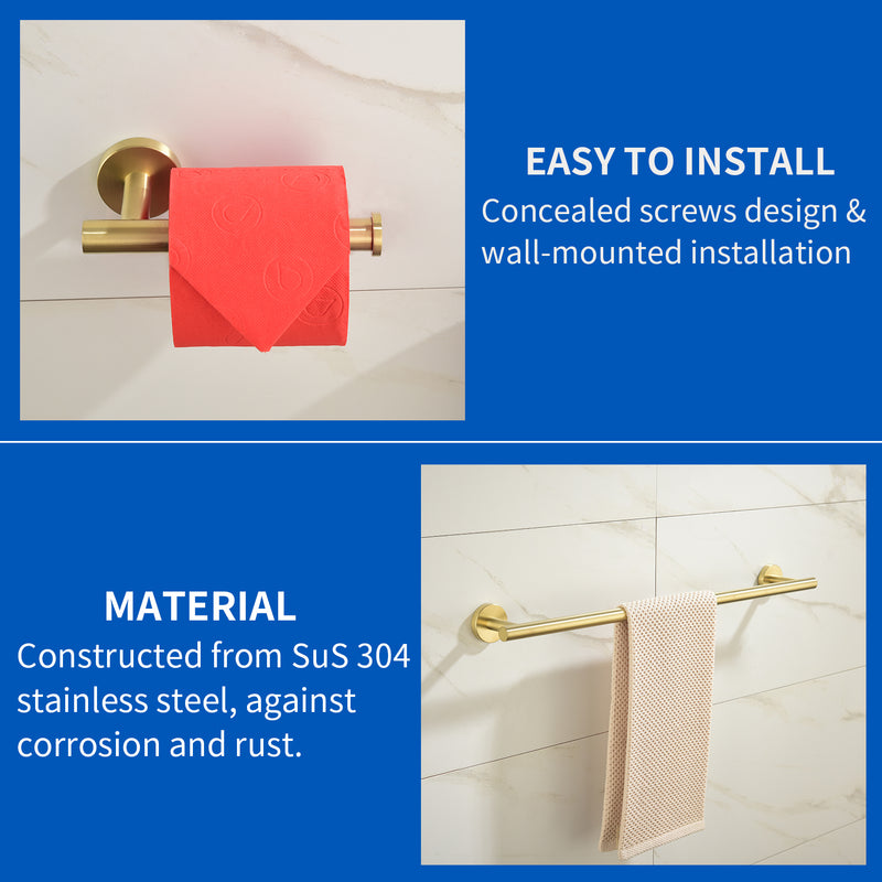 Bathroom Accessories Set, Includes 18-Inch Bath Towel Bar, 5-Piece, Durable SUS304 Stainless Steel