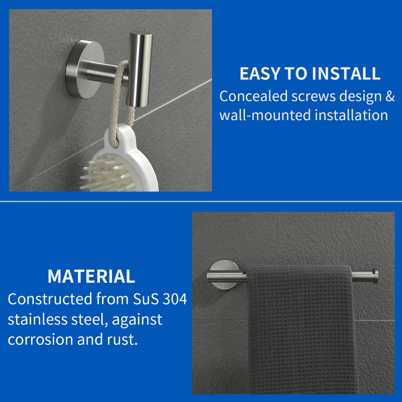 Bathroom Accessories Set, Includes 18-Inch Bath Towel Bar, 5-Piece, Durable SUS304 Stainless Steel