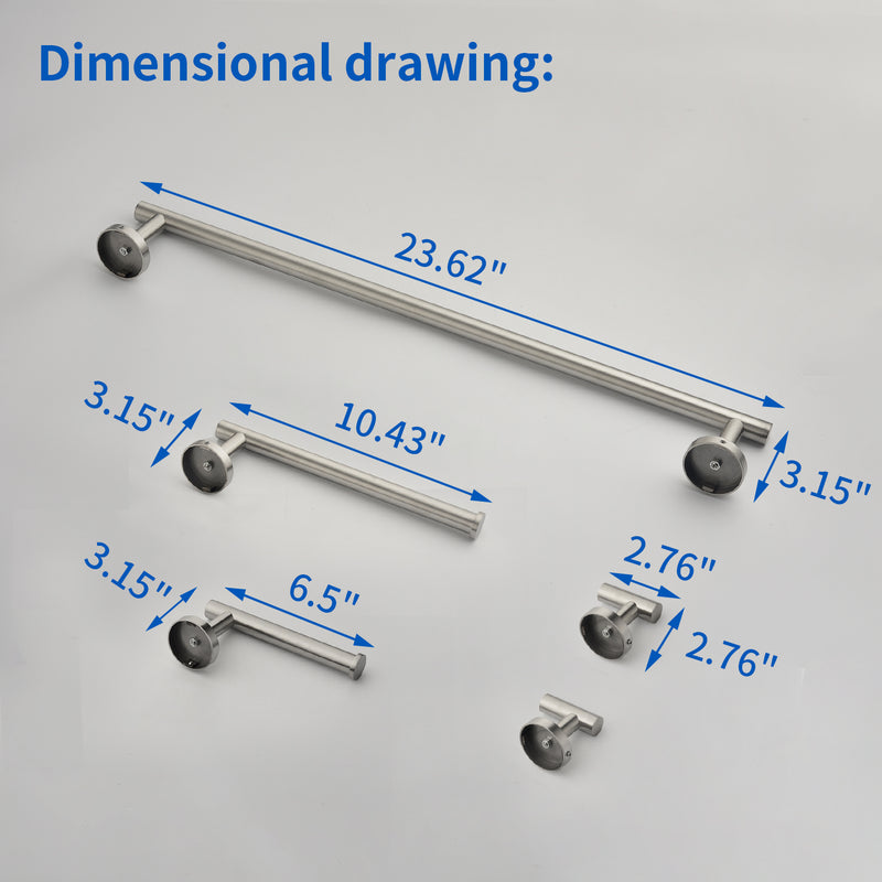 Bathroom Accessories Set, Includes 18-Inch Bath Towel Bar, 5-Piece, Durable SUS304 Stainless Steel