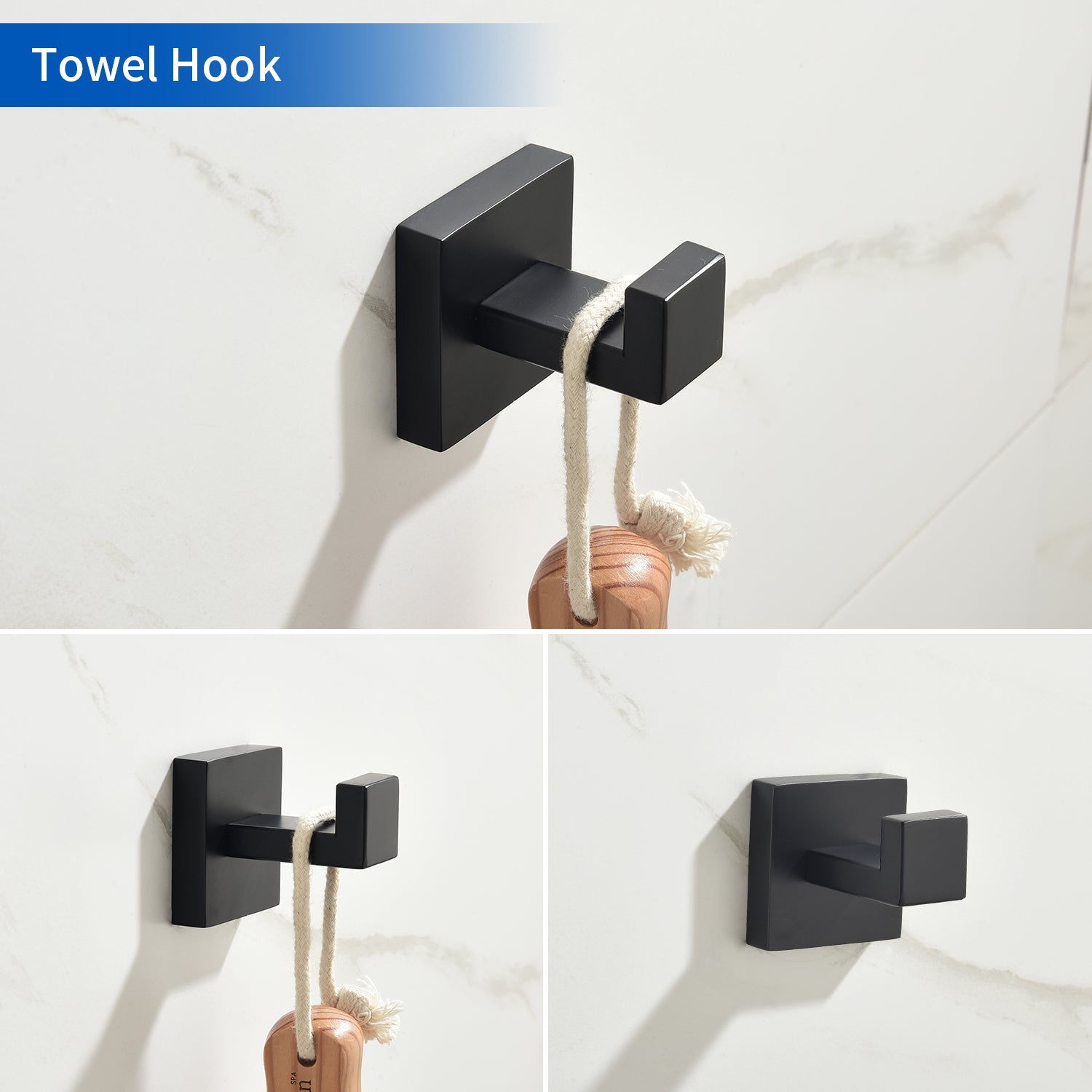 Matte Black Bathroom Accessories Set Stainless Steel Wall Mount Towel  Hanger Rack