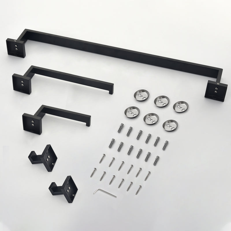 Bathroom Hardware Set, 5-Piece Stainless Steel Bathroom Towel Rack Set Wall Mounted Matte Black Towel Bar Bathroom Accessories Kit