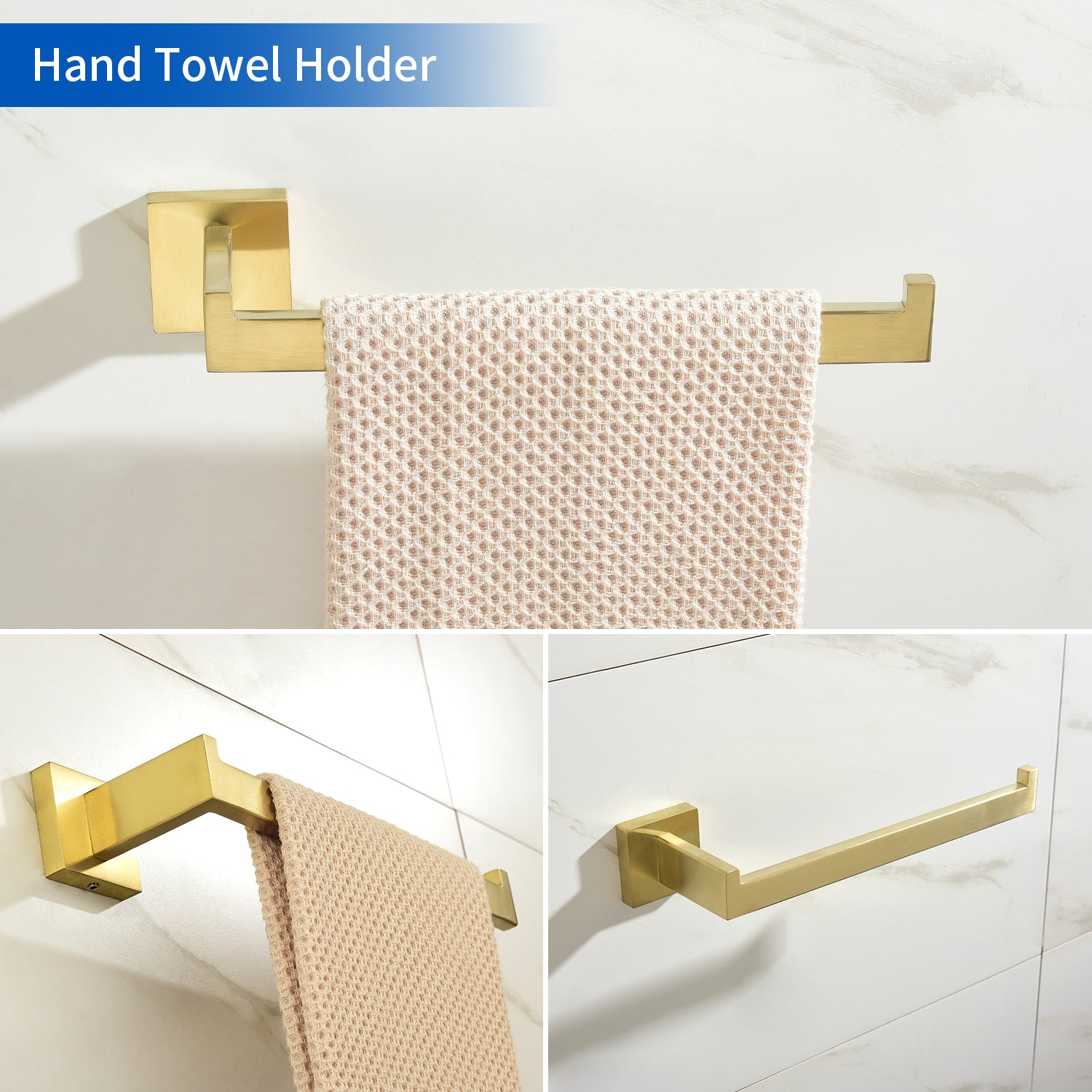 3-Pieces Gold Bathroom Hardware Set Stainless Steel Wall Mounted