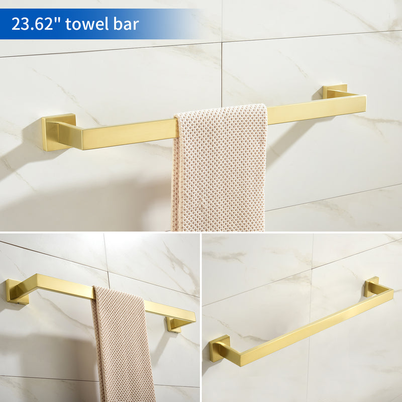 Bathroom Hardware Set, 5-Piece Stainless Steel Bathroom Towel Rack Set Wall Mounted Matte Black Towel Bar Bathroom Accessories Kit