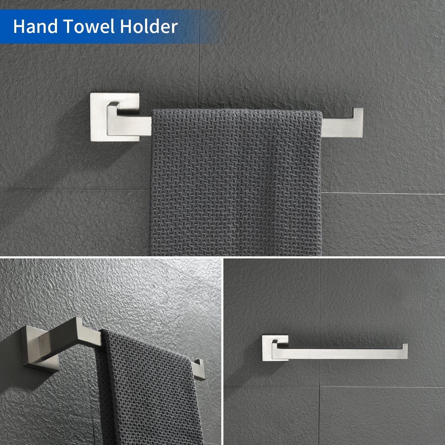 EWFEN Bathroom Hardware Accessories Set 5 Pieces Matte Black Towel Bar Set  Wall Mounted, Stainless Steel, 23.6-Inch