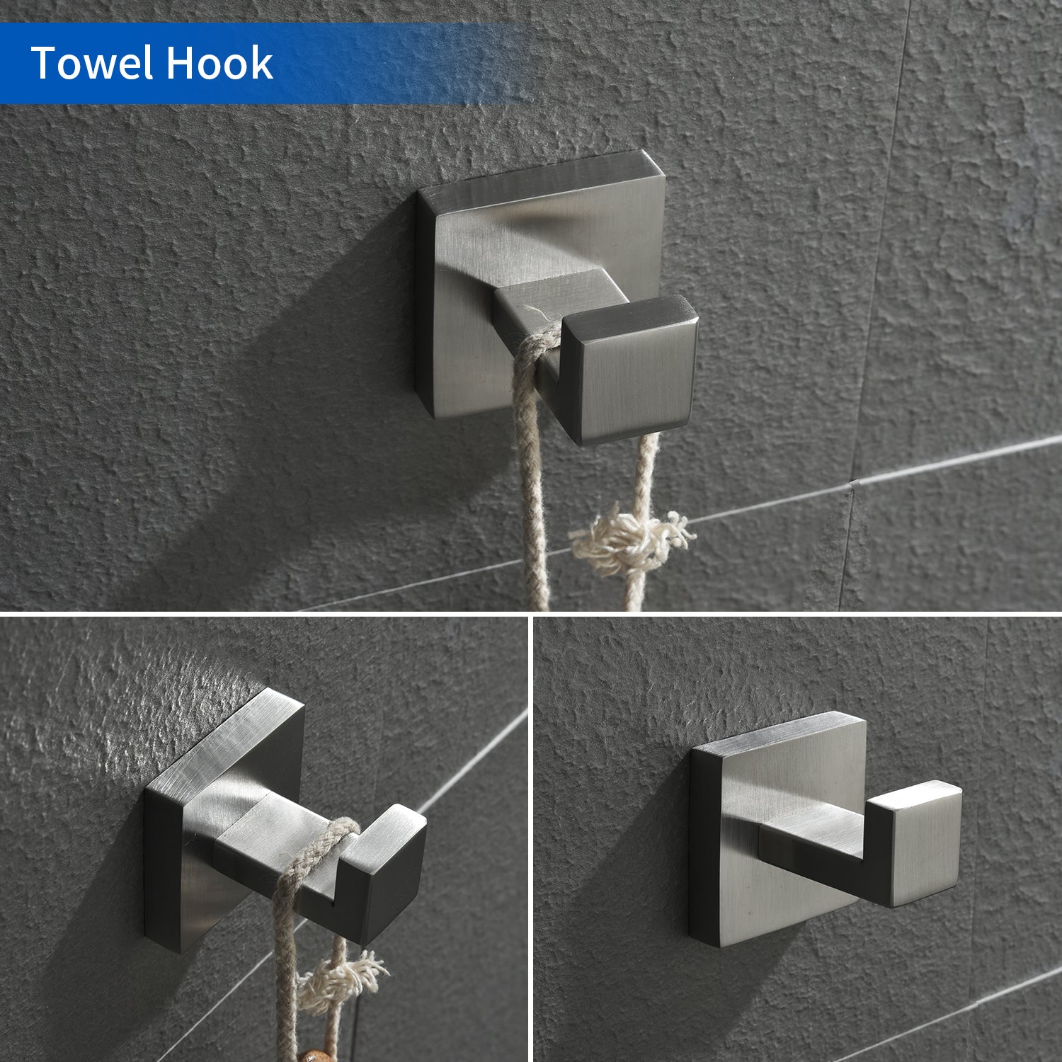 EAYY Coat Hook Rack Wall Mounted 8-Inch SUS304 Stainless Steel Brushed  Nickel Towel and Key Hook Rail 3 Hooks 