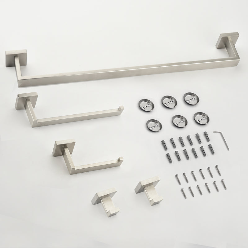 Bathroom Hardware Set, 5-Piece Stainless Steel Bathroom Towel Rack Set Wall Mounted Matte Black Towel Bar Bathroom Accessories Kit