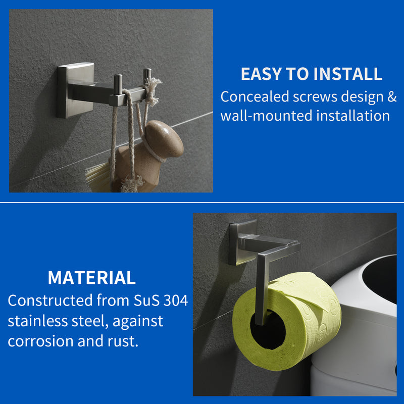 Bathroom Towel Bar Sets 4-Piece Bathroom Hardware Set Stainless Steel Bath Accessories Kit Wall Mounted