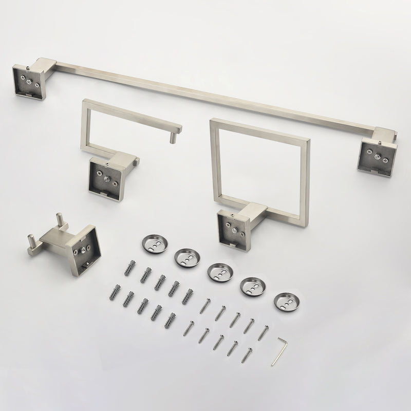 Bathroom Towel Bar Sets 4-Piece Bathroom Hardware Set Stainless Steel Bath Accessories Kit Wall Mounted