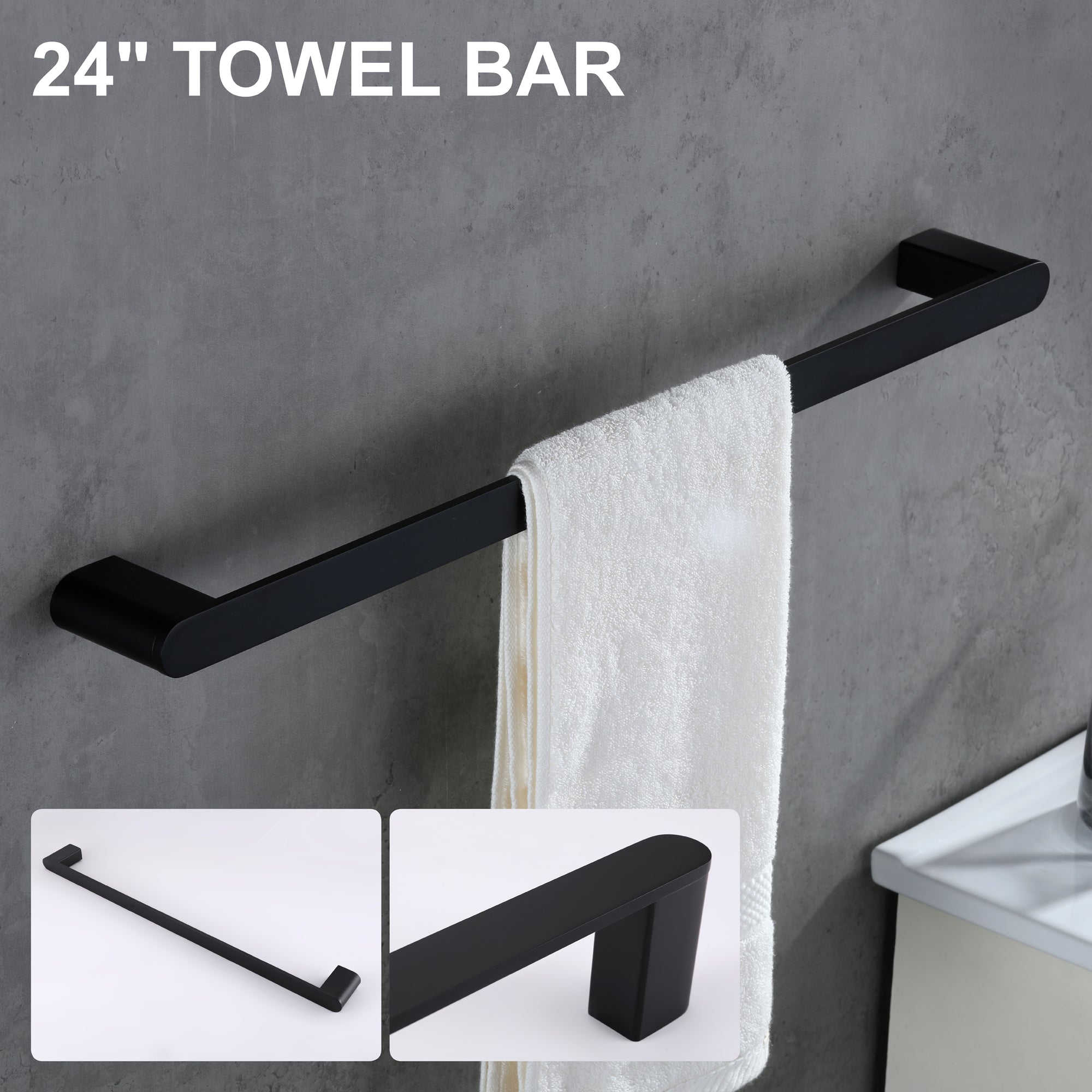 Matte Black Bathroom Hardware Set, Includes 18-Inch and 12-Inch Bath Towel  Bar, Durable SUS304 Stainless Steel, 5-Piece Black Bathroom Accessories Set  