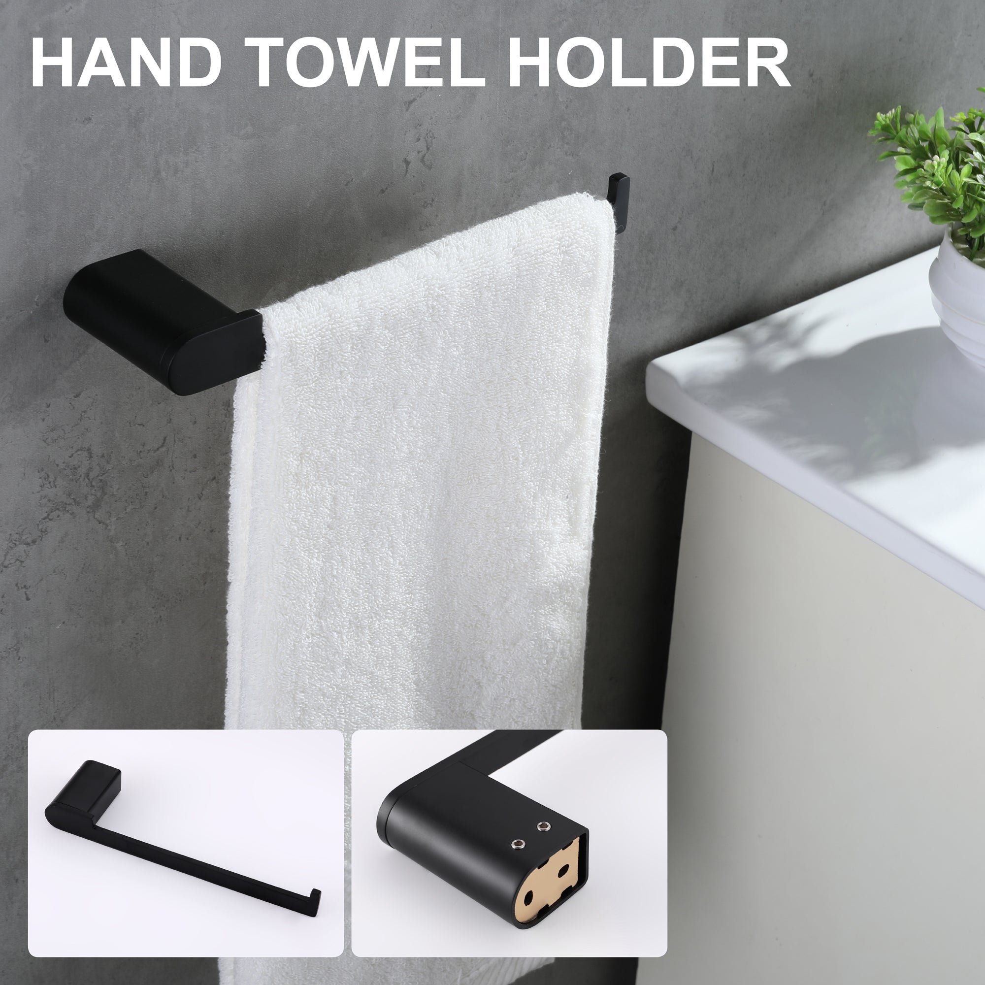 Matte Black Bathroom Accessories Set 4-pcs Towel Bar Wall Mounted Hardware  Set