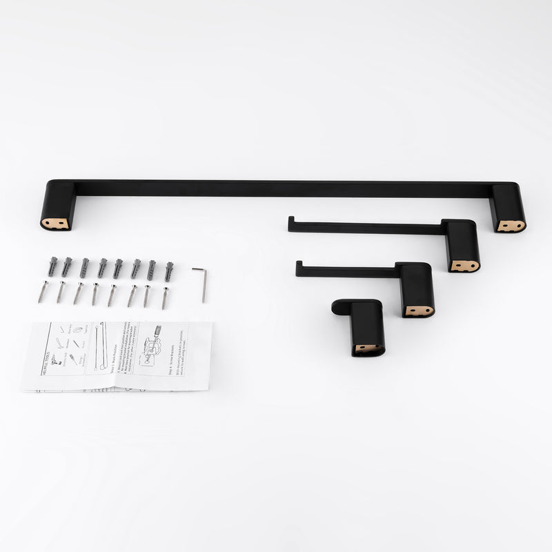 Bathroom Hardware Set, Wall Mount 4-Piece Bath Accessory Towel Rack Set In Brushed Gold, Brushed Nickel, Matte Black