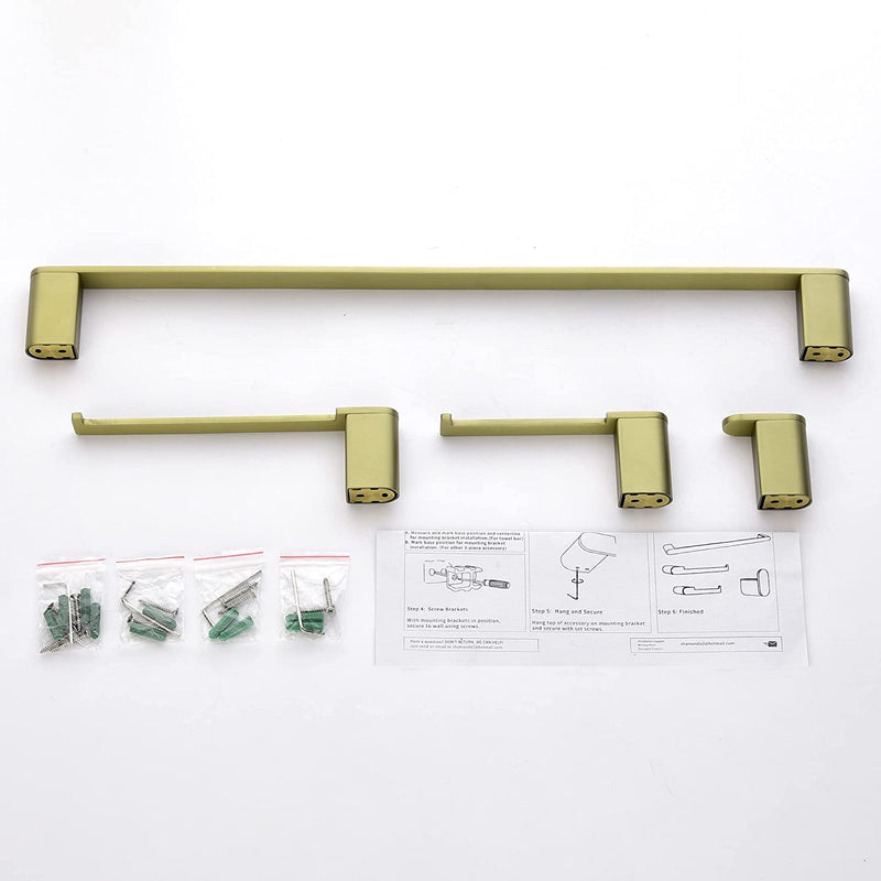 Bathroom Hardware Set, Wall Mount 4-Piece Bath Accessory Towel Rack Set In Brushed Gold, Brushed Nickel, Matte Black