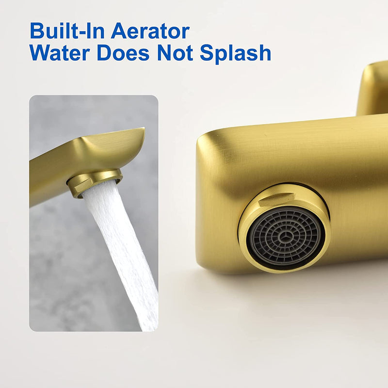 Brushed Gold Brass Bathroom Faucet, Single Handle One Hole Matte Black Lavatory Sink Faucet