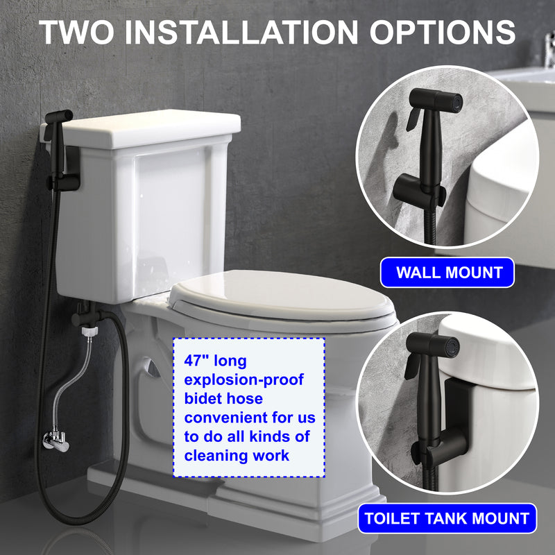 Handheld Bidet Sprayer for Toilet, Stainless Steel Baby Cloth Diaper Sprayer Kit with Cold Water-Matte Black,Brushed Gold