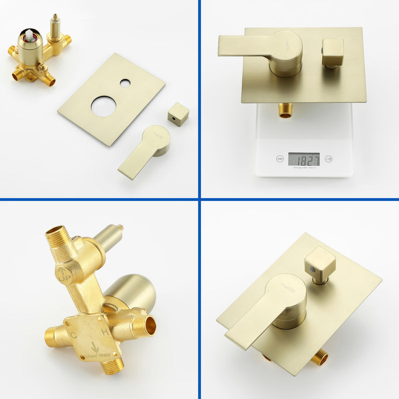 SHAMANDA Shower System Brass 10 Inch Bathroom Shower Faucet Combo Set with Handheld Spray Dual Functions Wall Mount