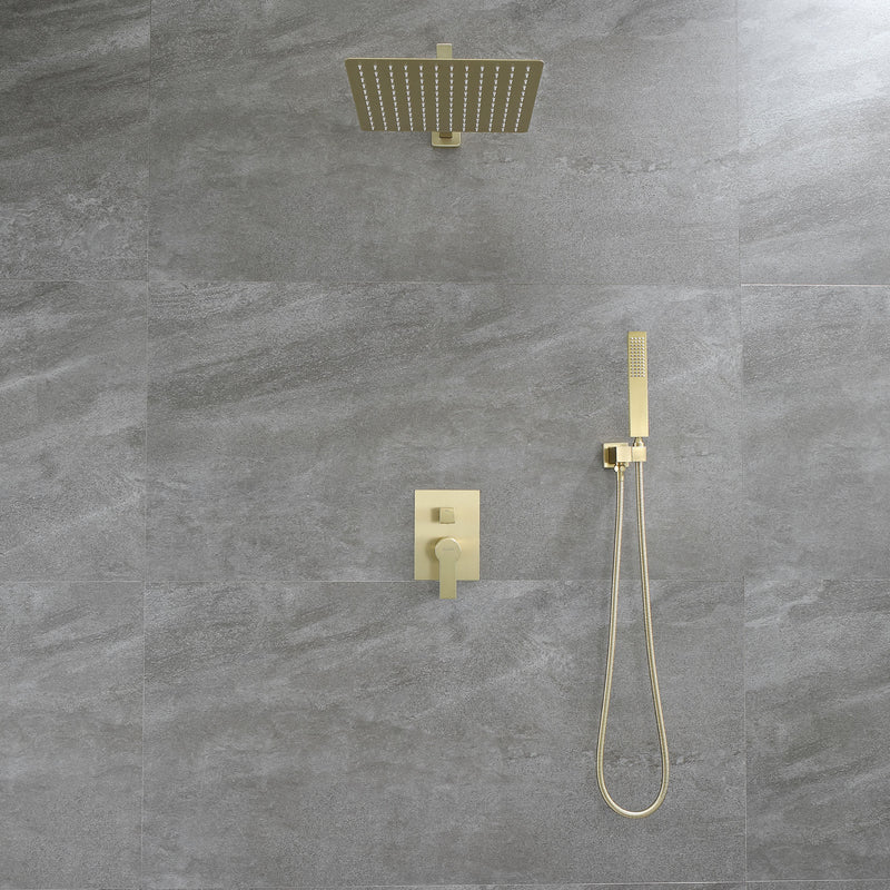 SHAMANDA Premium Matte Black Rainfall Shower System 10 Inch Luxury Bathroom Shower Set