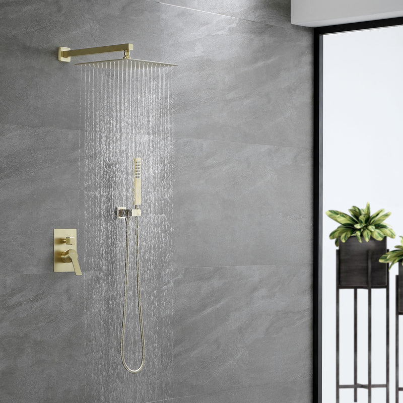 SHAMANDA Premium Matte Black Rainfall Shower System 10 Inch Luxury Bathroom Shower Set