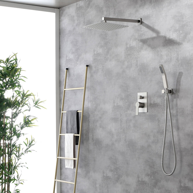 Brass Rainfall Shower System, Luxuly Bathroom Shower Faucet Combo Set Brushed Champaign