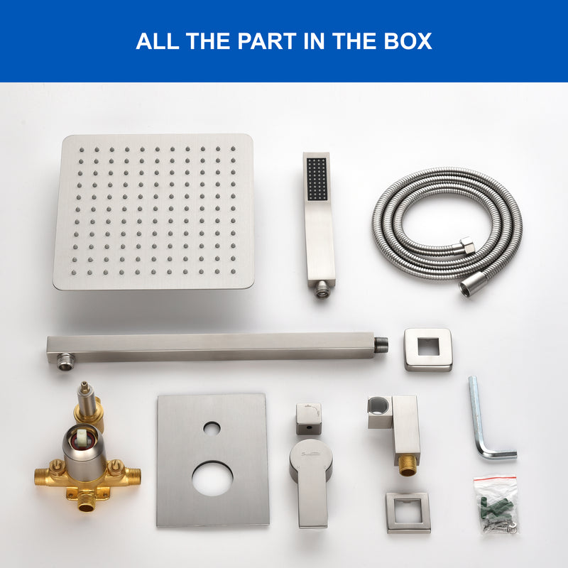 SHAMANDA Premium Matte Black Rainfall Shower System 10 Inch Luxury Bathroom Shower Set