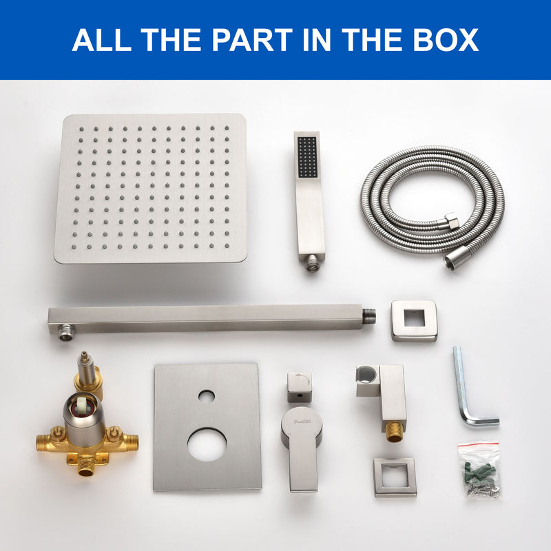 SHAMANDA Premium Matte Black Rainfall Shower System 10 Inch Luxury Bathroom Shower Set