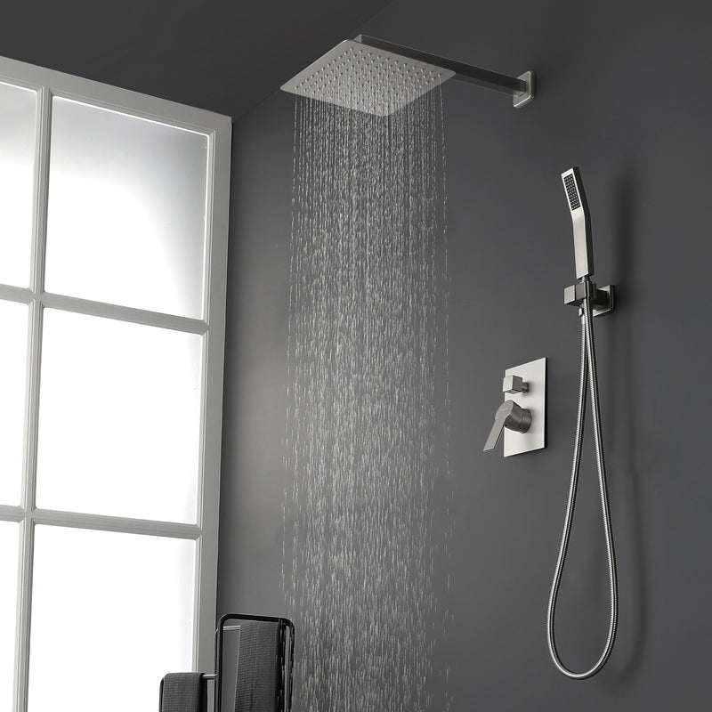 SHAMANDA Premium Matte Black Rainfall Shower System 10 Inch Luxury Bathroom Shower Set
