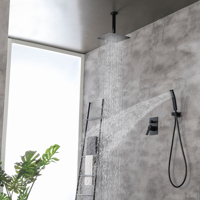 Ceiling Mount Shower System, 10-Inch Bathroom Luxury Rain Mixer Shower with high pressure handheld shower