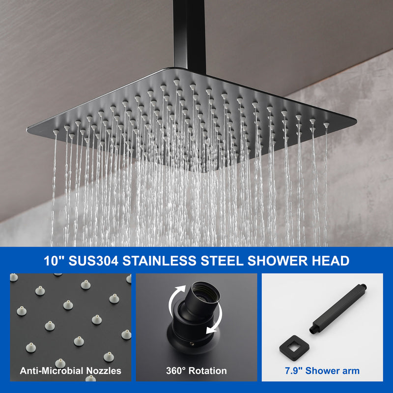 Ceiling Mount Shower System, 10-Inch Bathroom Luxury Rain Mixer Shower with high pressure handheld shower