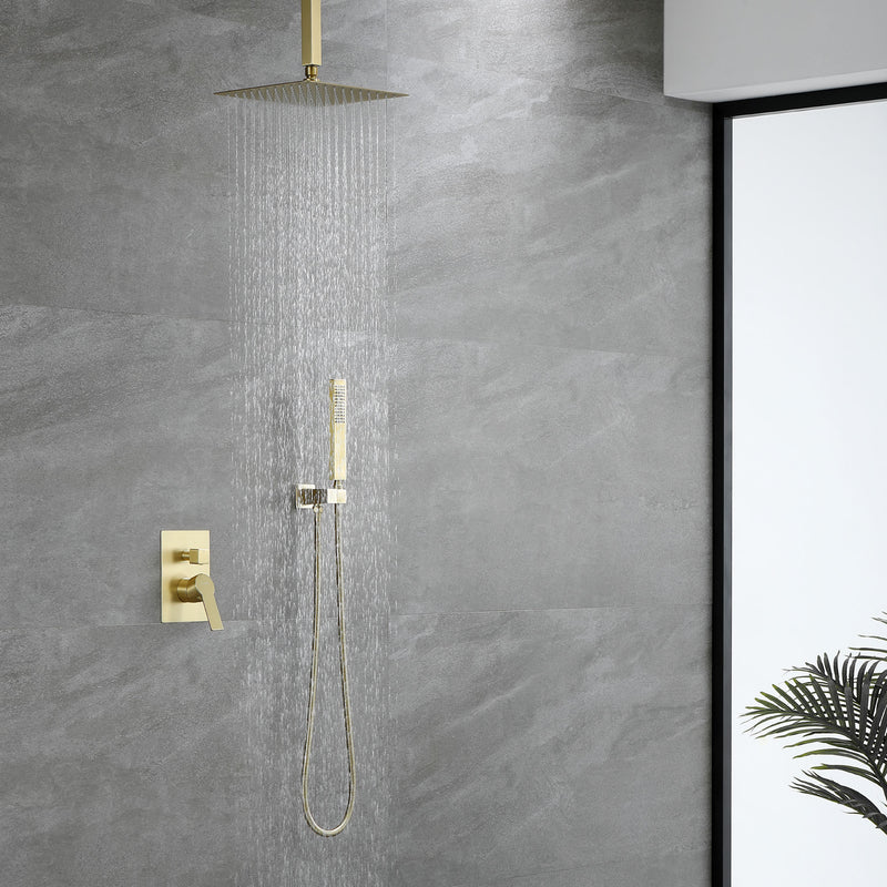 Ceiling Mount Shower System, 10-Inch Bathroom Luxury Rain Mixer Shower with high pressure handheld shower