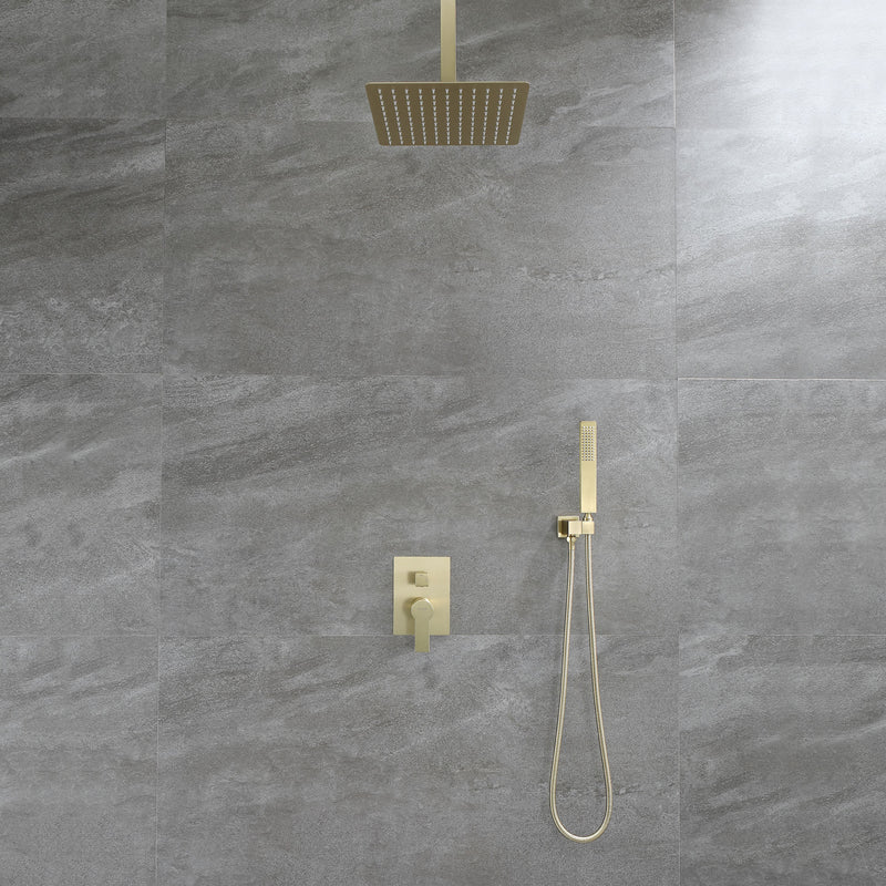 Ceiling Mount Shower System, 10-Inch Bathroom Luxury Rain Mixer Shower with high pressure handheld shower