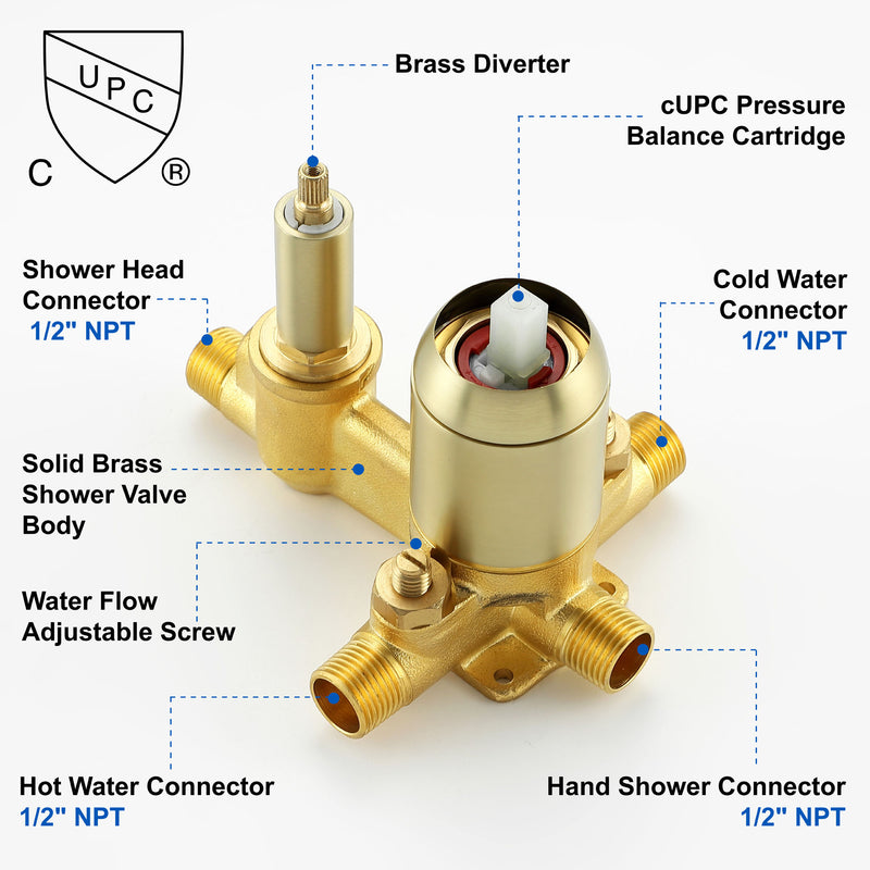 Ceiling Mount Shower System, 10-Inch Bathroom Luxury Rain Mixer Shower with high pressure handheld shower