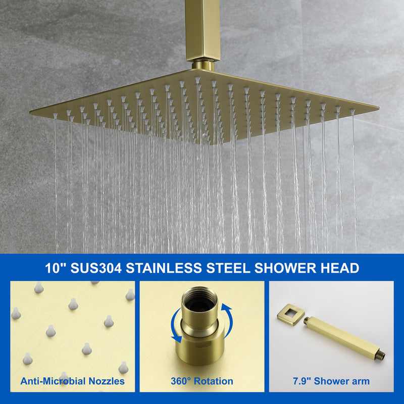 Ceiling Mount Shower System, 10-Inch Bathroom Luxury Rain Mixer Shower with high pressure handheld shower