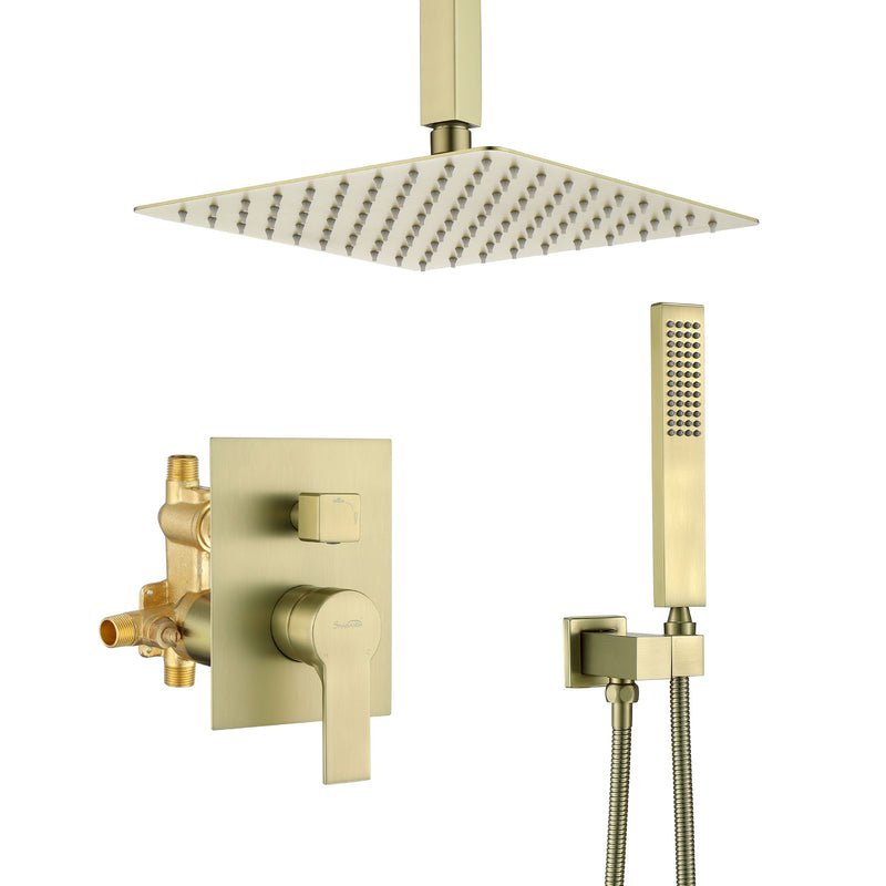 Ceiling Mount Shower System, 10-Inch Bathroom Luxury Rain Mixer Shower with high pressure handheld shower