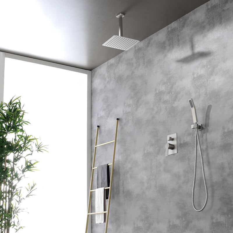 Ceiling Mount Shower System, 10-Inch Bathroom Luxury Rain Mixer Shower with high pressure handheld shower