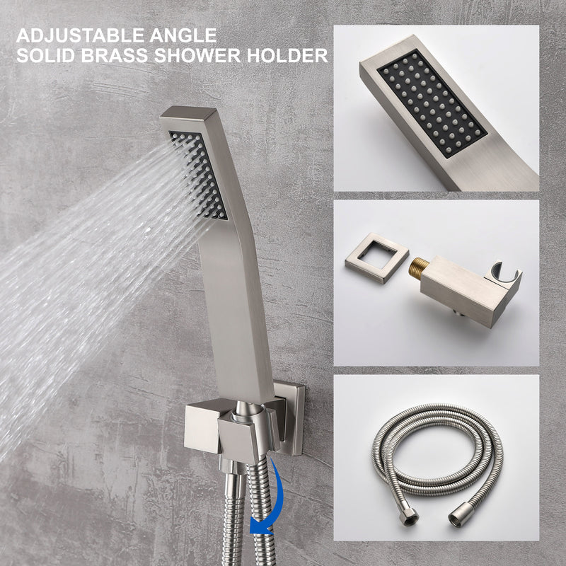 Ceiling Mount Shower System, 10-Inch Bathroom Luxury Rain Mixer Shower with high pressure handheld shower
