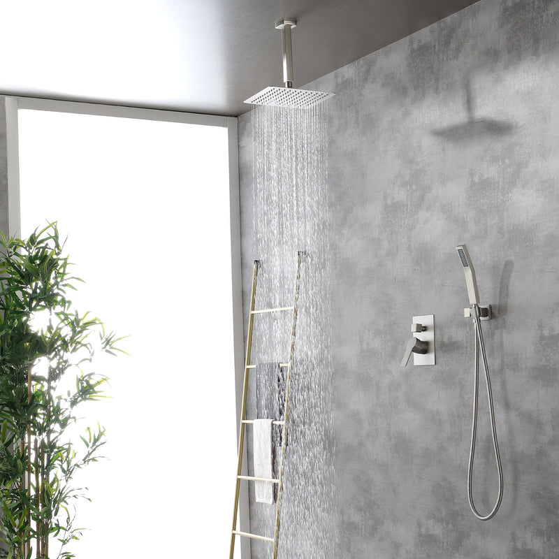 Ceiling Mount Shower System, 10-Inch Bathroom Luxury Rain Mixer Shower with high pressure handheld shower